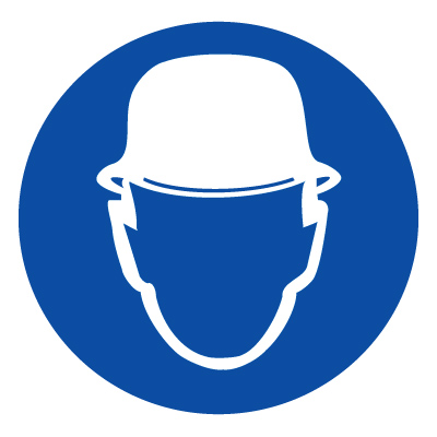 Знак M02 Работать в защитной каске (шлеме) •ГОСТ 12.4.026-2015• (Пластик 200 х 200)